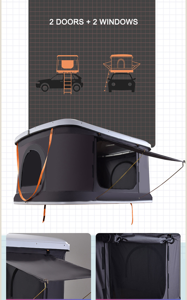 6EXP.TENT.RF.FX.19 Hard Shell Roof Tent Fits All Cars Perfect for Camping Travelling
