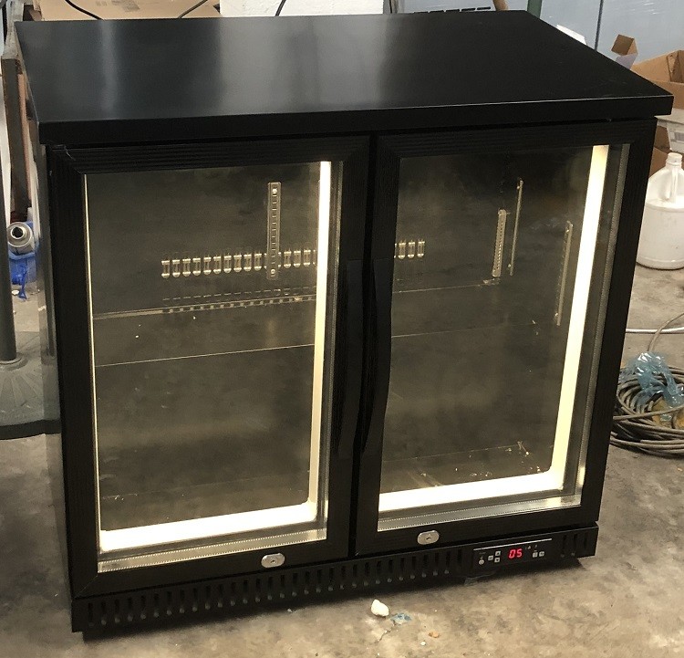 Bottom Back Mount Bar Drink Cooler , 2 Door Glass Bar Fridge With PVC Coating Shelf