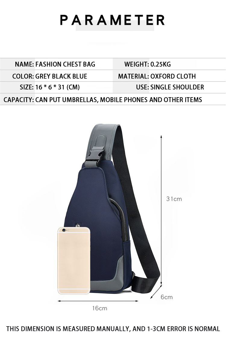 None Decoration Men's Messenger Bag with USB Charging and Multifunctional Design