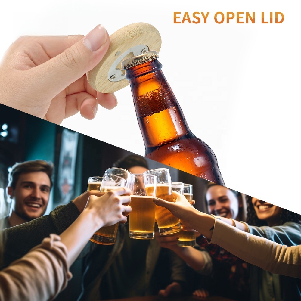 Blank Round Sublimation Wooden Magnetic Beer Bottle Opener