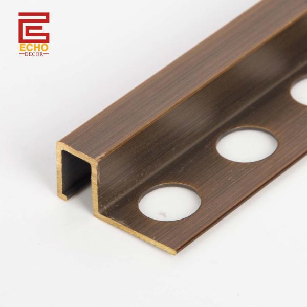 Quality Bathroom Brass Profile Durable Solid Brass Square Edge Tile Trim for sale