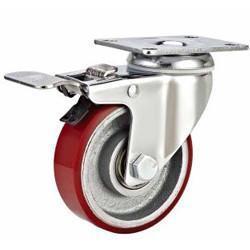 China Total brake PU cast iron Caster wholesale
