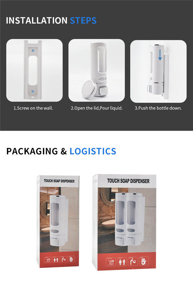 Hand Press Wall Mounted Liquid Soap Dispenser 400ML Volume With Visible Window