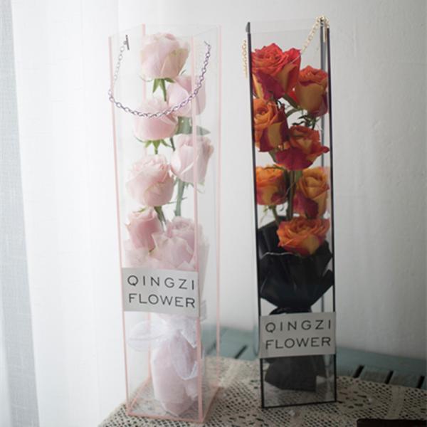 Round Cylinder Paperboard Luxury Flower Gift Packaging PVC Box for Florist Rose Shipping