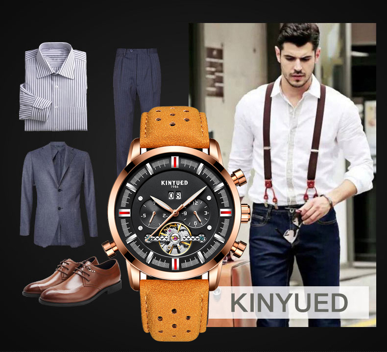 Online Shopping free shipping luxury brand tourbillon leather men watches in wristwatches automatic mechanical watch