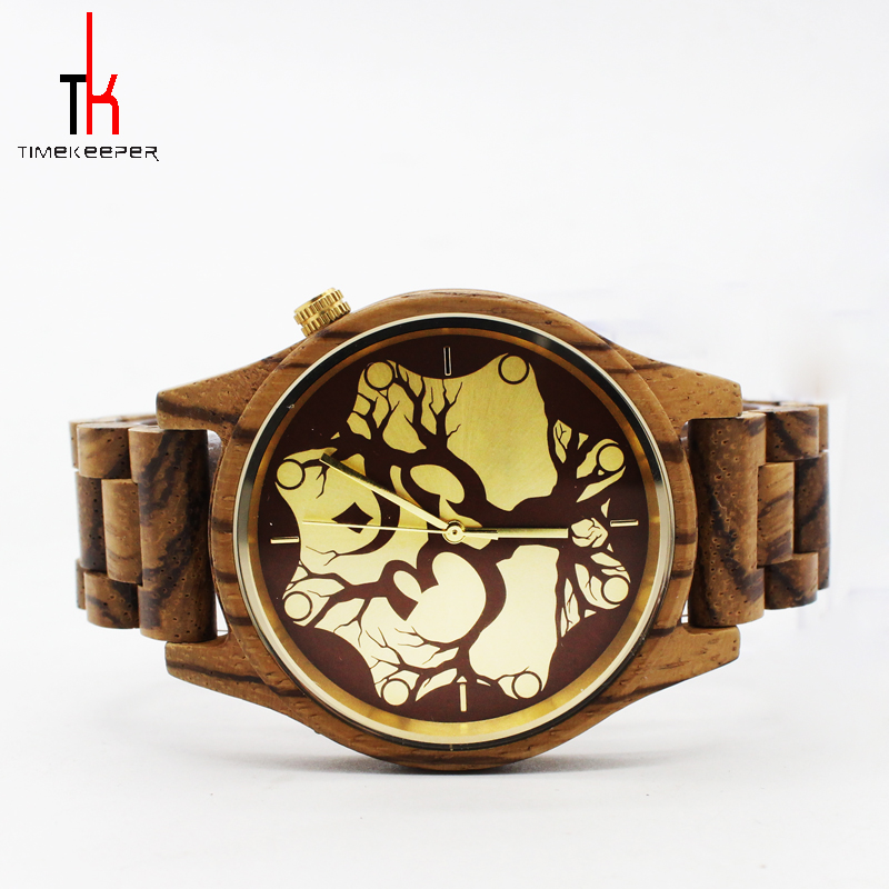 Luxury brand natural zebral wood watch custom logo Japan movt quartz watch wood wrist watch for men