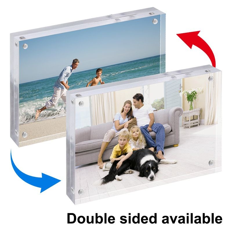 Acrylic Magnetic Photo Frames 10*15*1.6cm Double Sided Tabletop Picture Frames