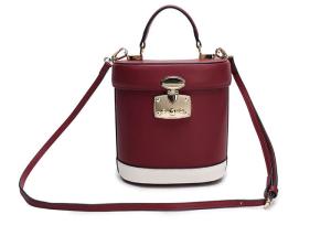 China Bucket Lady Collision Color Women'S Leather Shoulder Handbags Cross Body wholesale
