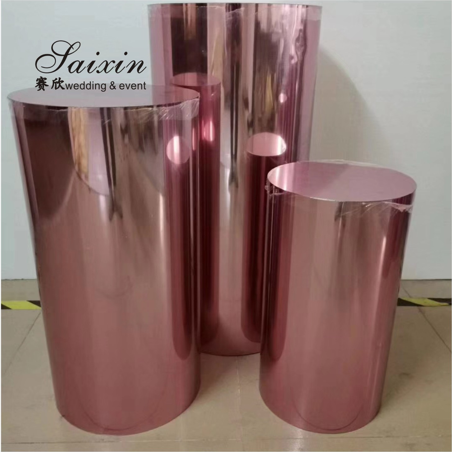 Factory wholesale square gold side white acrylic pedestal columns for wedding event