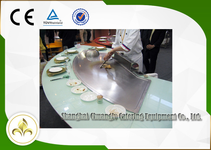 Fish Shellfish Vegetable Nine Seat Gas Teppanyaki Grill , Griddle Top Gas Grill