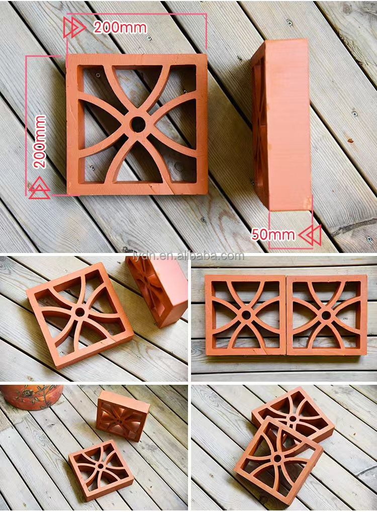 Common Size 240*120*60mm Handmade Clay Fire Bricks Ventilation Tiles Heat Insulation up to 800°C for Garden Panel Facade