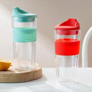 China 455ml Double Wall Drinking Glass Borosilicate Glass 16 Ounce Insulated Tumblers wholesale