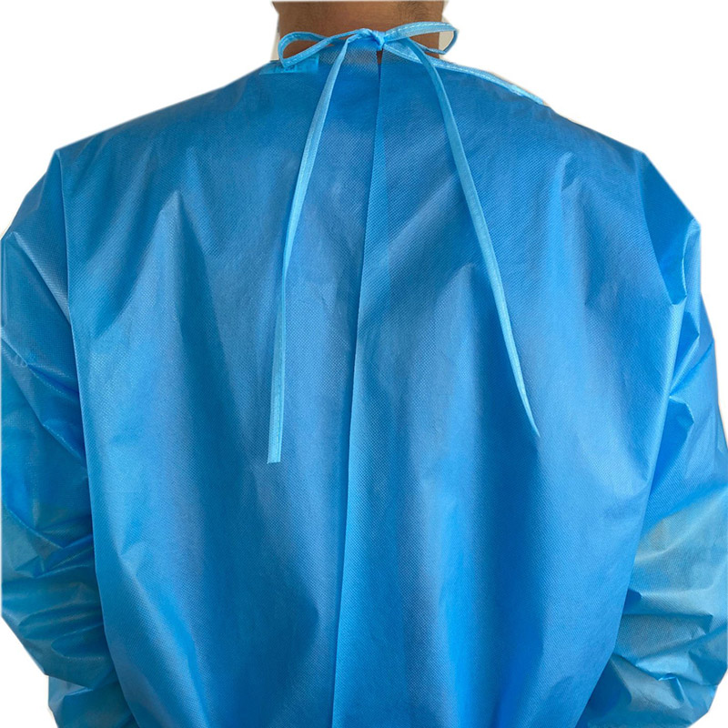 CE EN14126 AAMI Pb70 Disposable Lab Coats PP PE Coated Non Woven Isolation Gown