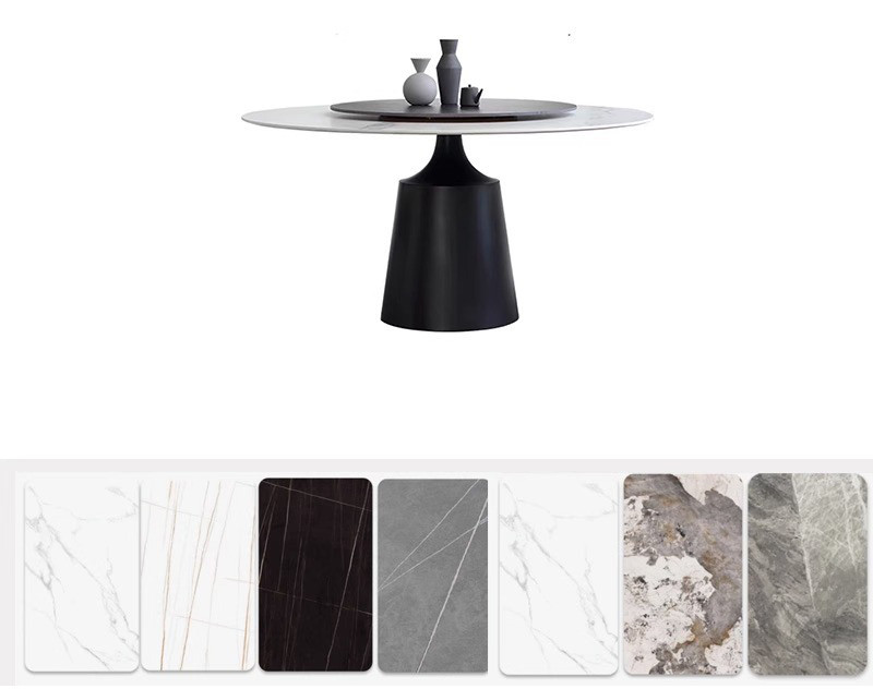 Polished Marble Round Dining Room Tables With Stainless Steel Legs