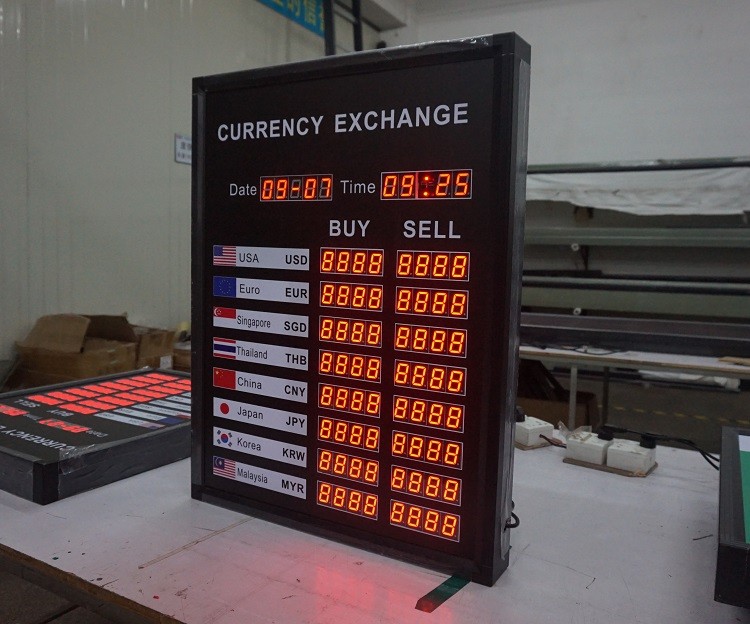 Professional foreign currency exchange rate display board of 7 segment for the bank