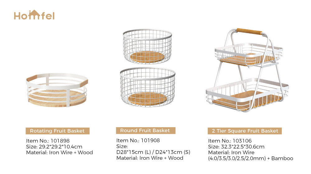 Sustainable Fruit Bowl Bread Basket Kitchen Metal Wire Storage Rack 2 Tier