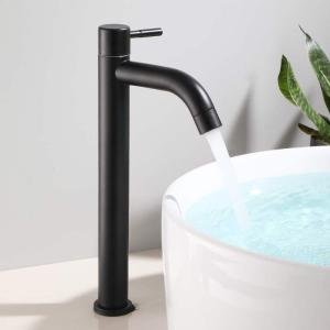 China SUS304 Stainless Steel Single-Handle Vessel Single Cold Water Basin Ta Stylish Bathroom Faucets In Sn Matte Black wholesale
