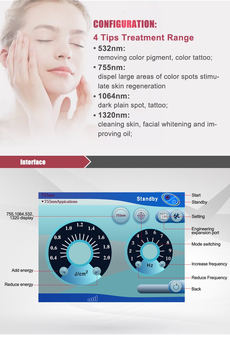 Portable Pico Second Laser Tatoo Remover Q Switched Nd Yag Picosecond Tattoo Removal Machine
