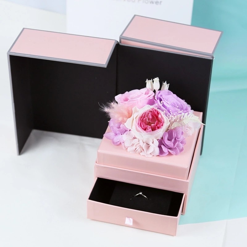 Best Valentines′ Day Gift Everlasting Real Preserved Rose Flower in Drawer Gift Box for Wife or Girlfriend
