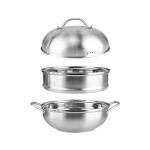 Double Food Steamer Set 28cm Stainless Steel Non Stick For Cooking