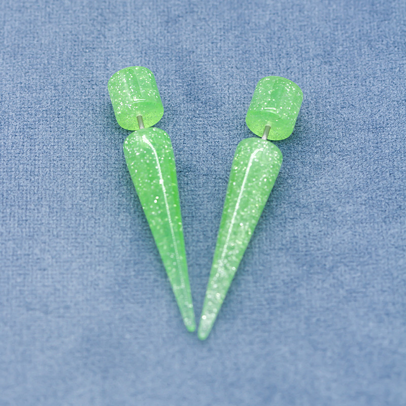 18G 6mm Green Spiral Ear Tapers Glitter Acrylic Tapers For Stretching
