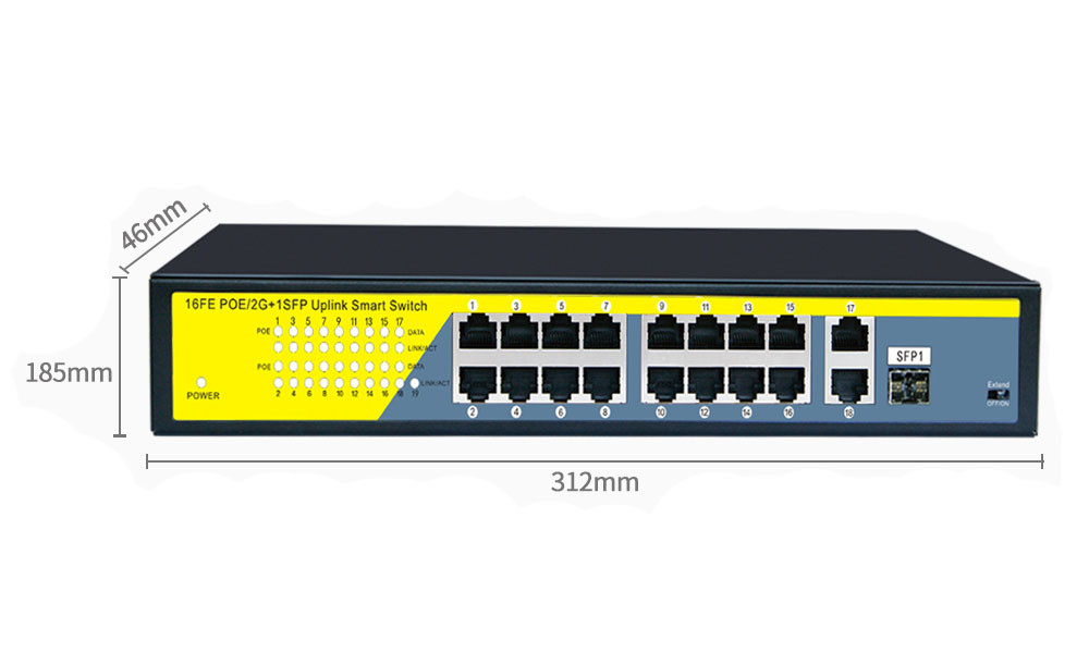 Good price 16port POE+2xGE UPlink+1xSFP POE Etherent switch for IP Camera ip phone