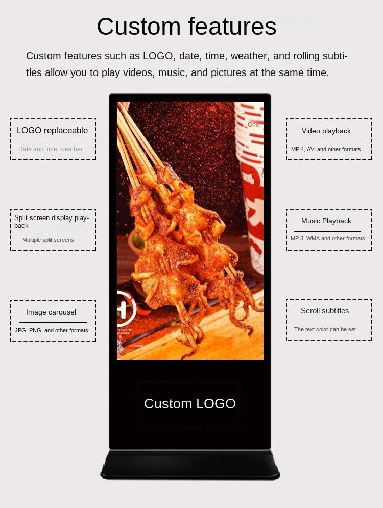 350cd/M2 Floor Standing Android Indoor Digital Display Screens 32/43/50/55/65