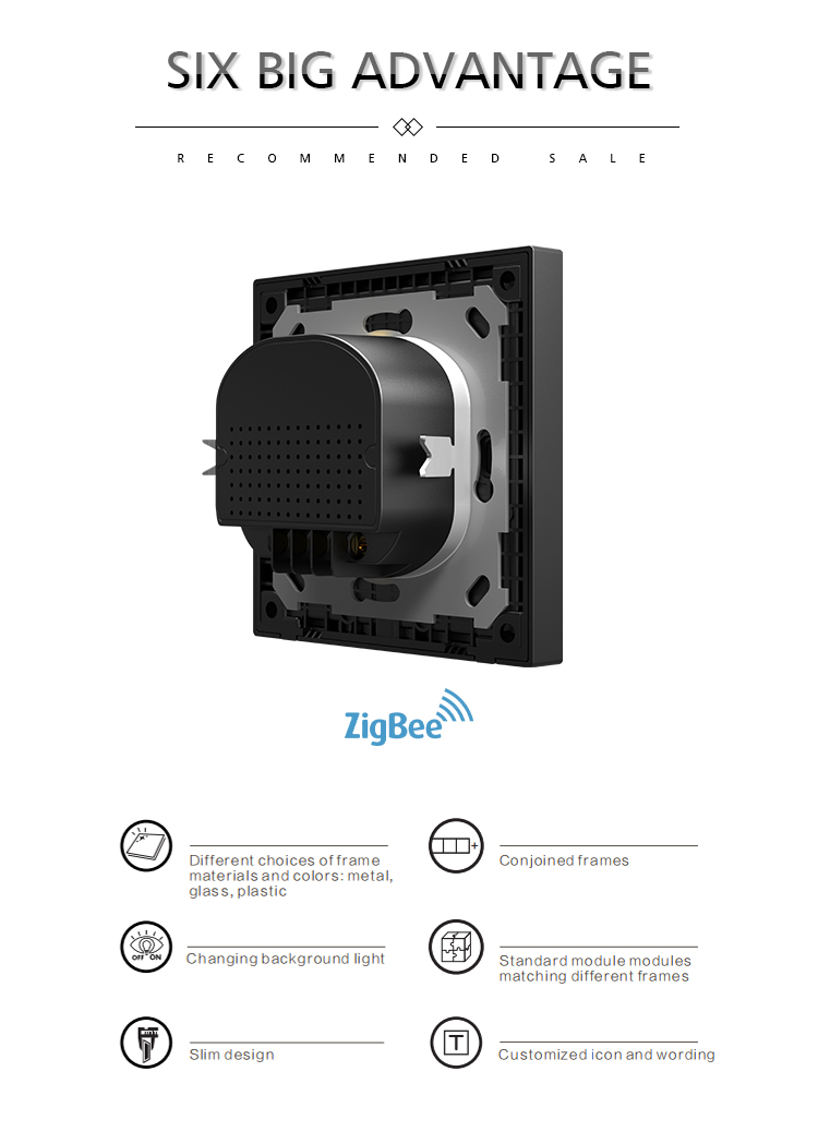 Aluminum Zigbee Smart Switch , Wireless Control Tuya Zigbee Switch
