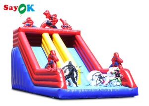 China Spiderman Cartoon Dual Lane Inflatable Water Slides wholesale