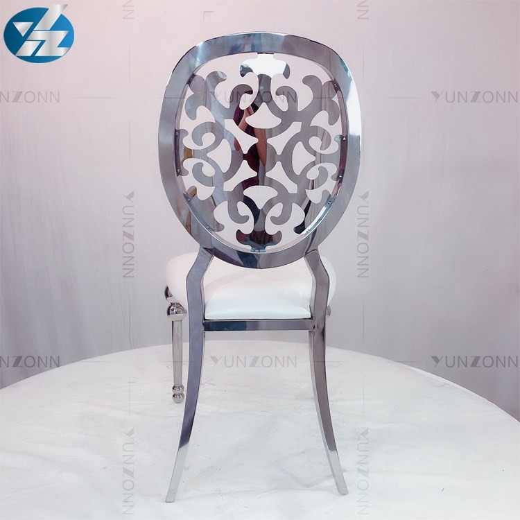 Artistic dining chair round back with flower design disassembly style stainless steel