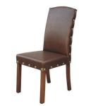 PU/leather upholstery beech wood wooden dining chairs with Antique bronze