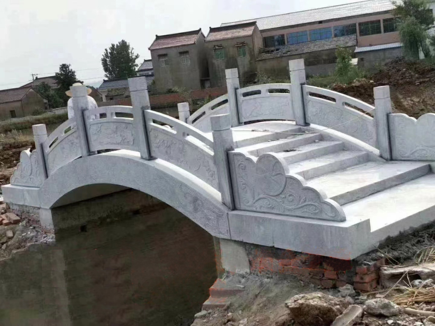 Handrails Marble Stone Sculpture Railing Ornament Craft White Stone Bridge Hotel