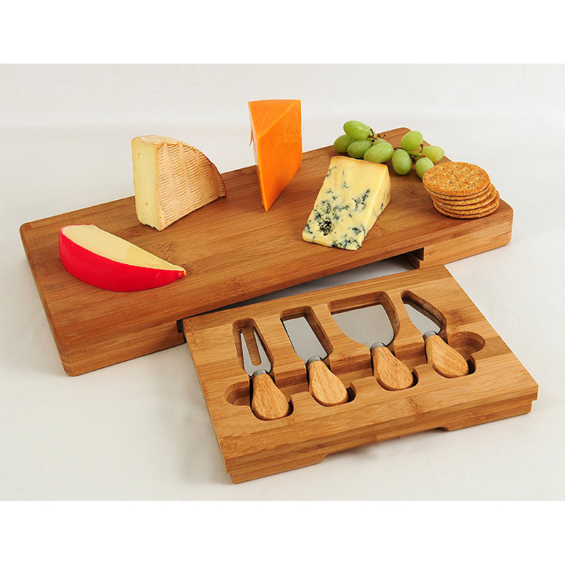 Custom Sustainable Kitchen Cutting Board Natural Bamboo Charcuterie Cheese Board Set