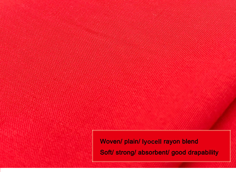 Red Dyed 40s 30% Lyocell 70% Rayon Viscose Fabric 145cm Excellent Drape