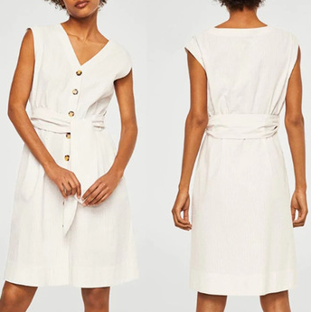 Women 100% Linen Old Fashion Maxi Dress