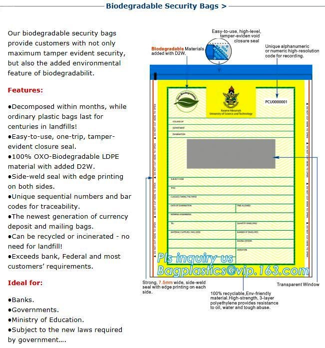 security deposit bags bank deposit bags cash deposit bags, general bank plastic deposit bags supply, Coin and Bank Note