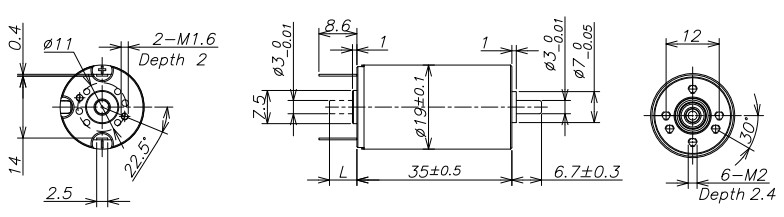 24v Brushed Dc Motor 82 MN.M Stall Torque 35mm Length For Intelligent Equipment