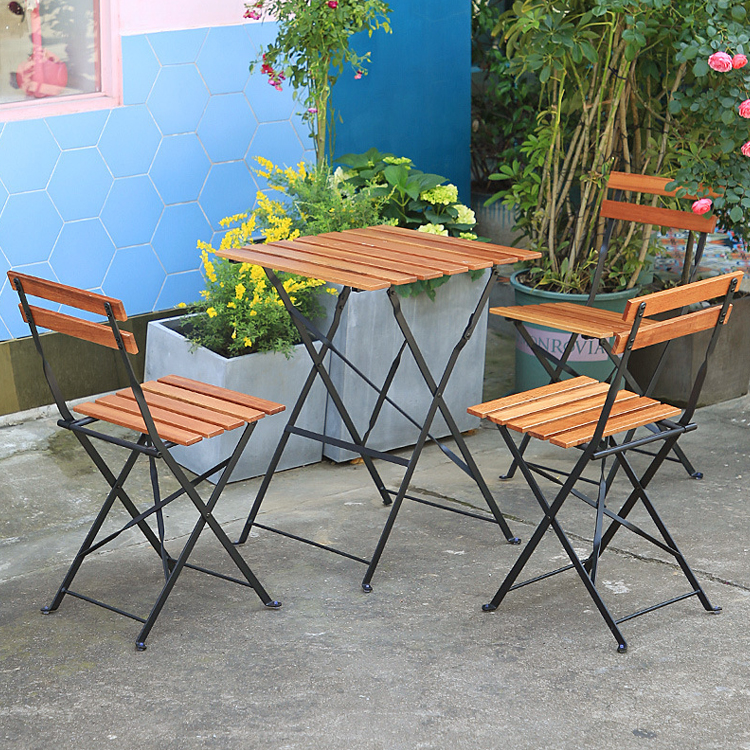 Custom Logo Villa Outdoor Folding Bistro Table and Chairs Set for Leisure on Balcony Patio