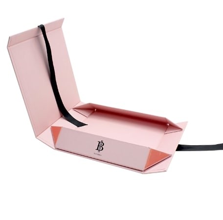 Cardboard Book Shape Luxury Folding Gift Box Ribbon Closure Box CMYK PMS