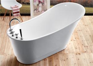 China Classic Resin Acrylic Free Standing Bathtub With Faucet Oval Shaped wholesale