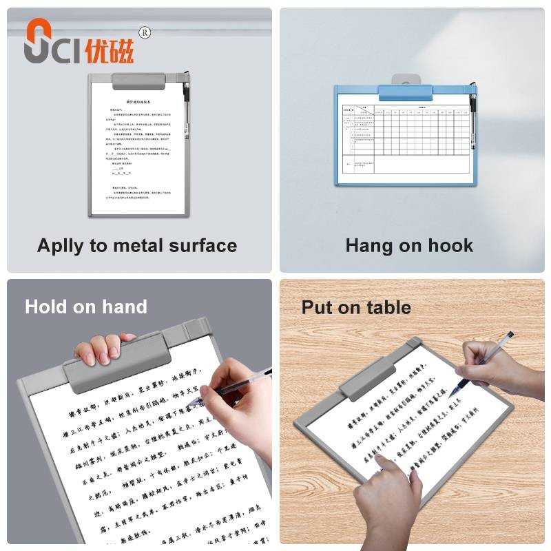 UCI Magnetic Plastic Clipboard With Pen Holder A4 Writable MCB1912-P