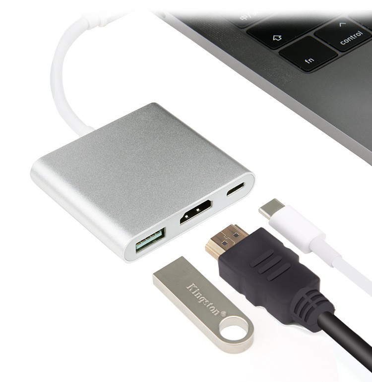 Kico High Performance 3 in 1 Type-C USD 3.1 to HDTV 4K USD 3.0 Type C Female Port Cable Adapter Converter Hub Good Price