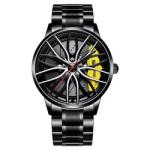 Car Wheel Hub Leather Strap Wrist Watch For Men 3ATM 22cm