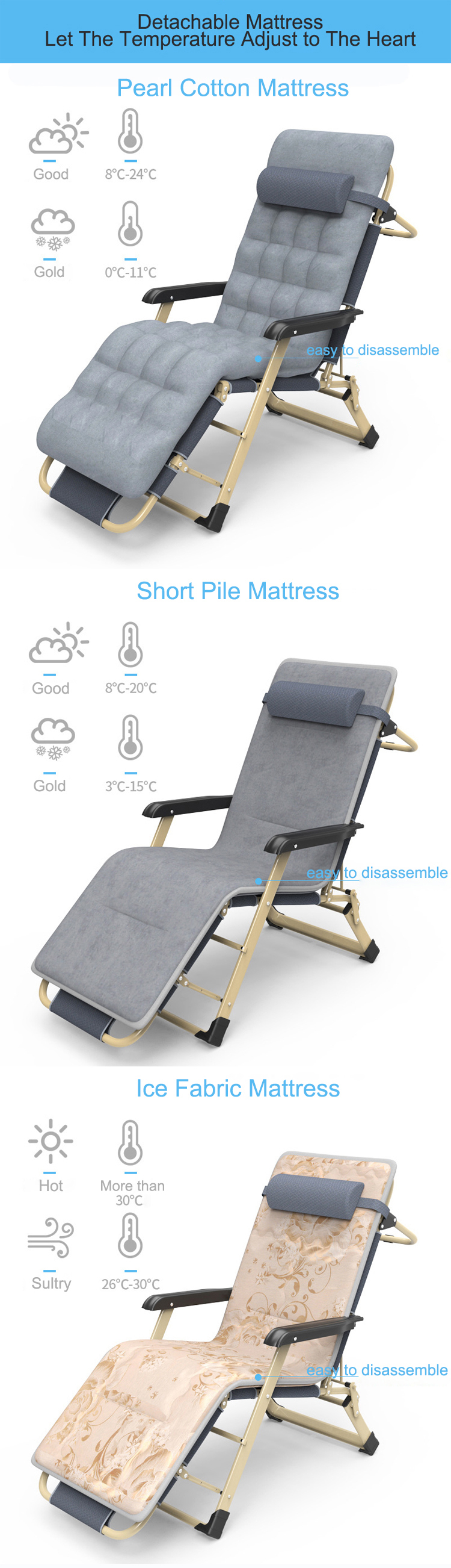 Foldable Portable Chaise Lounge Chair for Outdoor Beach Patio Garden Camping Pool Side