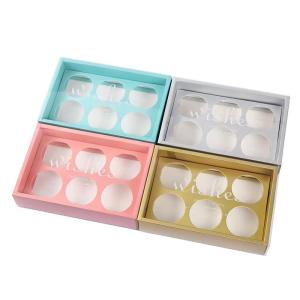 China CMYK PMS Recycled Paper Gift Box 6 Compartment Cupcake Container wholesale