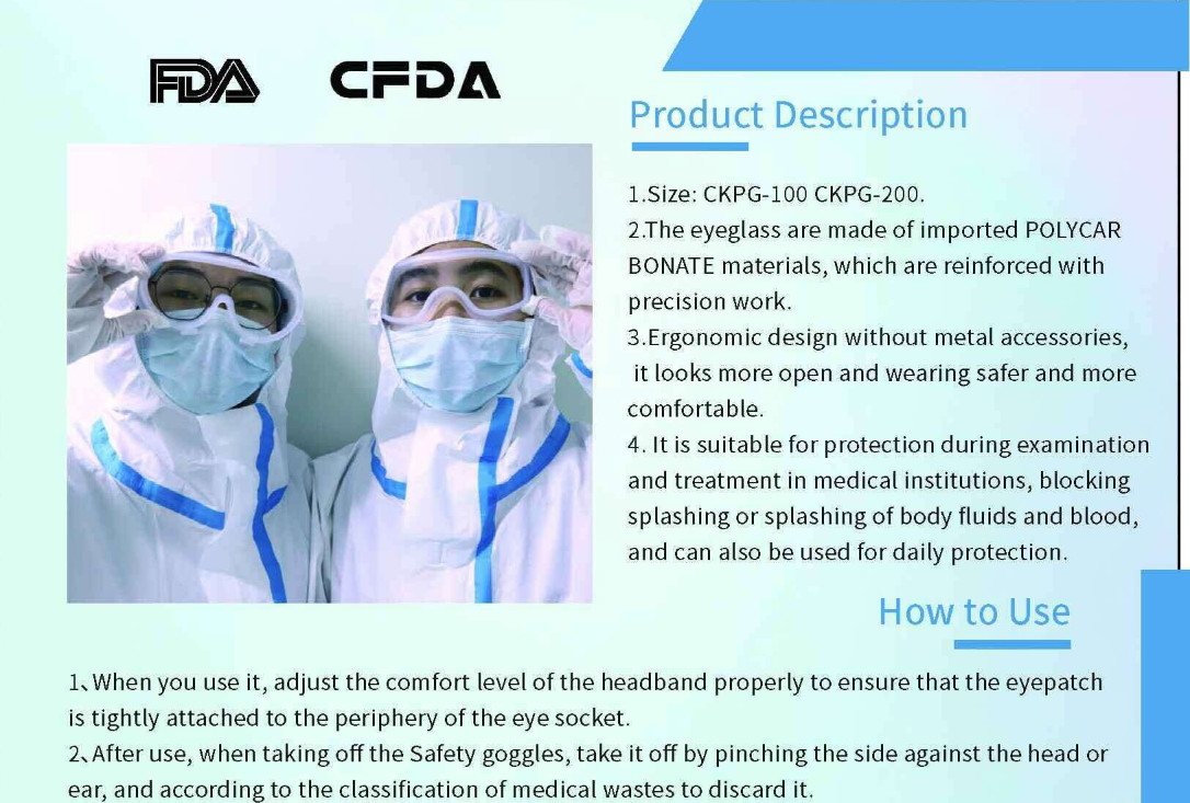 Safety Anti-bacterial Medical Protective Goggles For Hospital