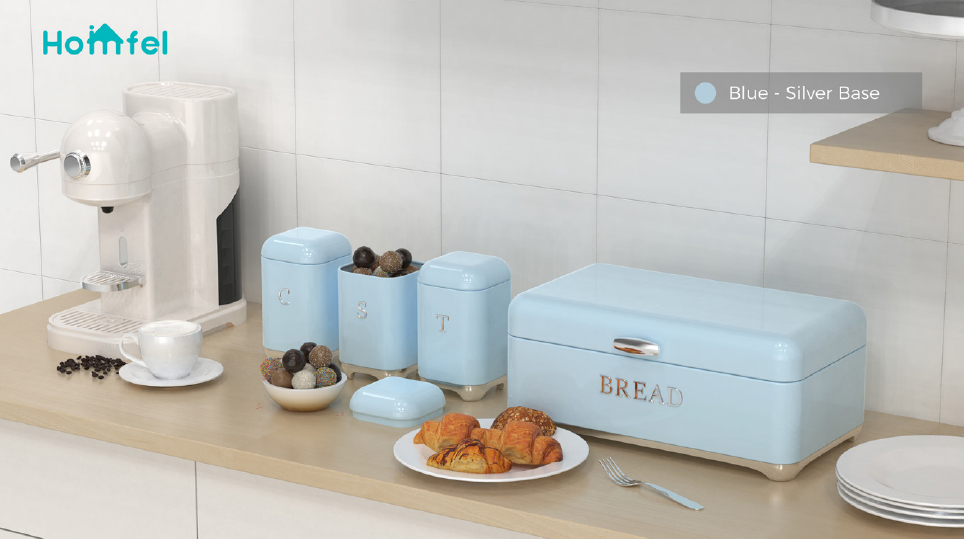 Storage Solution Crown Series Metal Bread Bin Set Tea Can Coffee Can Kitchen Storage Bread Containers Kitchen Organizer Can