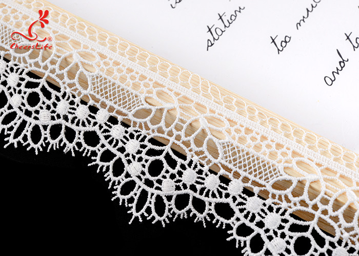 2 Inch Milk Yarn Water Soluble Lace Trim Scallop Side Chemical Embroidery White Ribbon Border