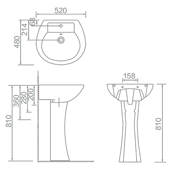 ARROW Freestanding Pedestal Basin , AP304E AL901 Freestanding Hand Wash Sink