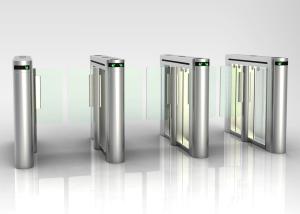 China RFID Smart Fast Speed Glass Turnstile , Office Lobby Stainless Steel Waist Height Turnstile wholesale
